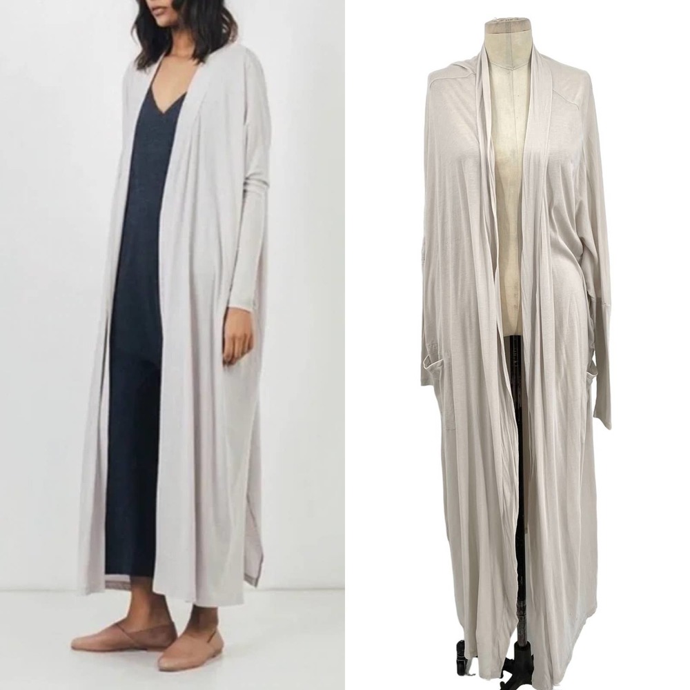 Lunya Organic Pima Long Cardigan Robe Cloud Grey One Size